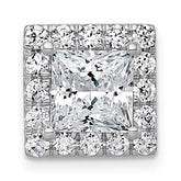 14k White Gold 2 1/2 carat Lab Grown Diamond VS+ F+ Princess Complete Halo Chain Slide Pendant