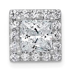 14k White Gold 2 1/2 carat Lab Grown Diamond VS+ F+ Princess Complete Halo Chain Slide Pendant