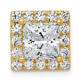 14k 2 1/2 carat Certified Lab Grown Diamond VS+ F+ Princess Complete Halo Chain Slide Pendant