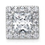 14k White Gold 3 1/4 carat Lab Grown Diamond VS+ F+ Princess Complete Halo Chain Slide Pendant