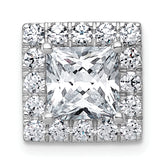 14k White Gold 3 1/4 carat Lab Grown Diamond VS+ F+ Princess Complete Halo Chain Slide Pendant