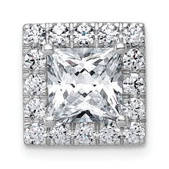 14k White Gold 3 1/4 carat Certified Lab Grown Diamond VS+ F+ Princess Complete Halo Chain Slide Pendant