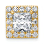 14k 3 1/4 carat Lab Grown Diamond VS+ F+ Princess Complete Halo Chain Slide Pendant