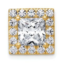 14k 3 1/4 carat Lab Grown Diamond VS+ F+ Princess Complete Halo Chain Slide Pendant