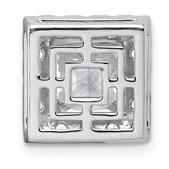 14k White Gold 3 3/4 carat Certified Lab Grown Diamond VS+ F+ Princess Complete Halo Chain Slide Pendant