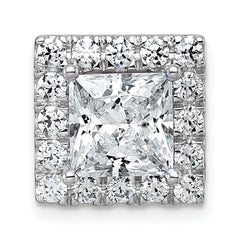 14k White Gold 3 3/4 carat Certified Lab Grown Diamond VS+ F+ Princess Complete Halo Chain Slide Pendant