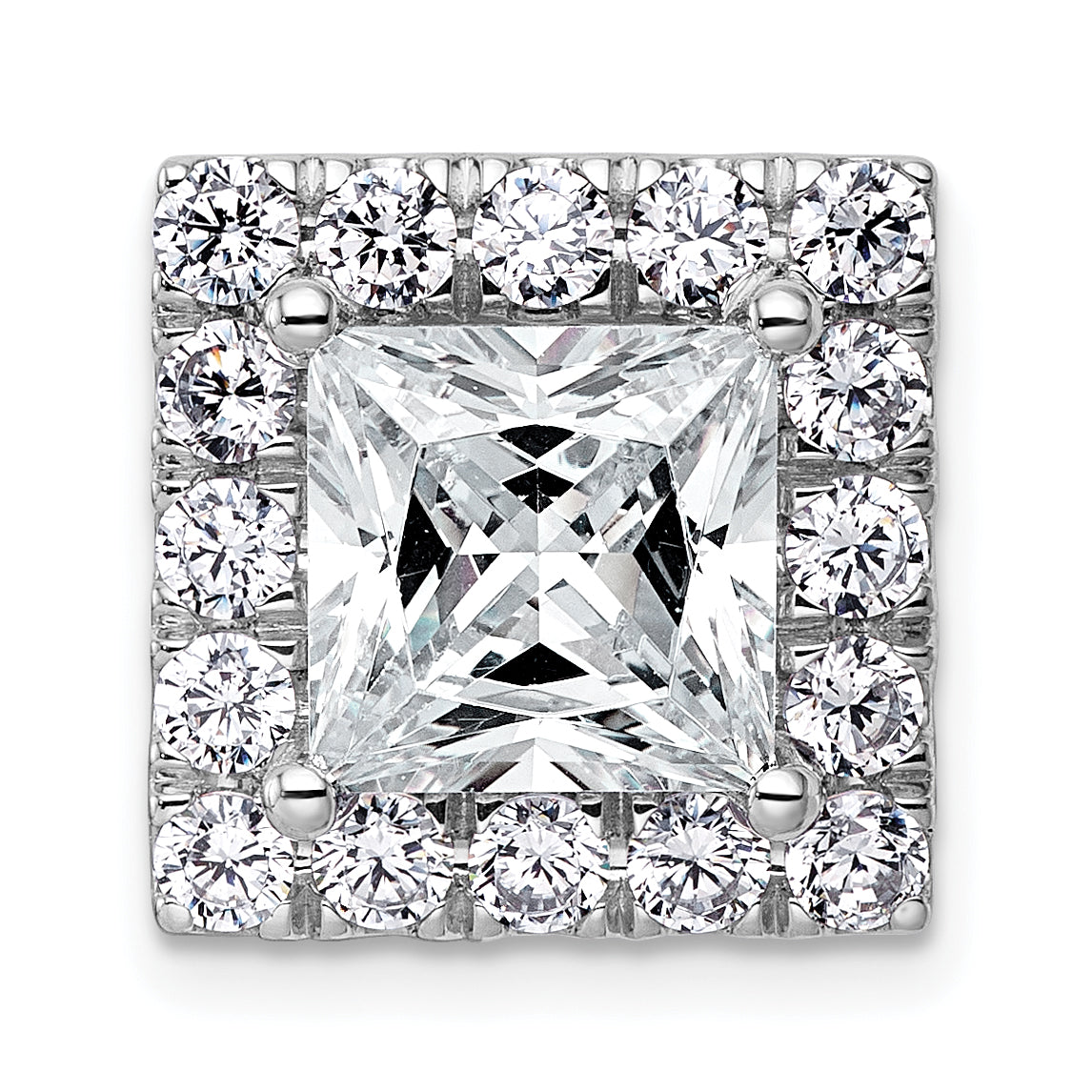 14k White Gold 5 1/8 carat Certified Lab Grown Diamond VS+ F+ Princess Complete Halo Chain Slide Pendant