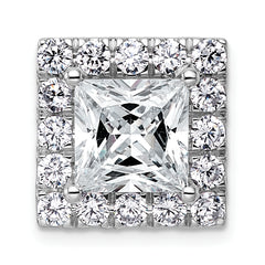 14k White Gold 5 1/8 carat Lab Grown Diamond VS+ F+ Princess Complete Halo Chain Slide Pendant