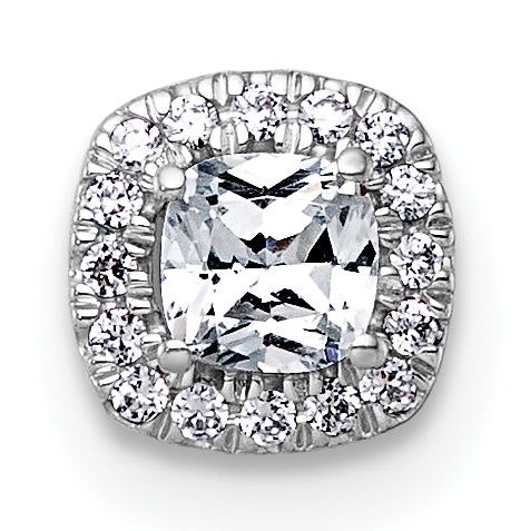 14k White Gold 1/3 carat Lab Grown Diamond VS+ F+ Cushion Complete Halo Chain Slide Pendant