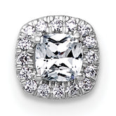14k White Gold 1/3 carat Lab Grown Diamond VS+ F+ Cushion Complete Halo Chain Slide Pendant