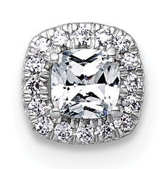 14k White Gold 1/3 carat Lab Grown Diamond VS+ F+ Cushion Complete Halo Chain Slide Pendant