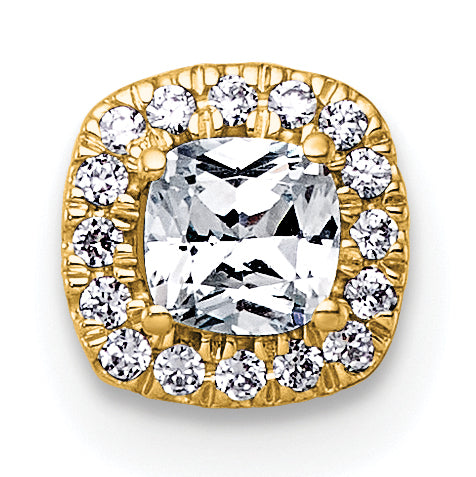 14k 1/3 carat Lab Grown Diamond VS+ F+ Cushion Complete Halo Chain Slide Pendant