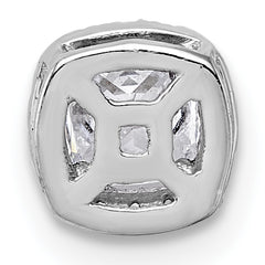 14k White Gold 1/2 carat Lab Grown Diamond VS+ F+ Cushion Complete Halo Chain Slide Pendant