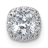 14k White Gold 1/2 carat Lab Grown Diamond VS+ F+ Cushion Complete Halo Chain Slide Pendant