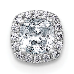 14k White Gold 1/2 carat Lab Grown Diamond VS+ F+ Cushion Complete Halo Chain Slide Pendant
