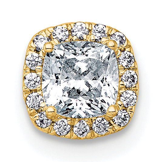 14k 1/2 carat Lab Grown Diamond VS+ F+ Cushion Complete Halo Chain Slide Pendant