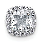 14k White Gold 1 1/6 carat Certified Lab Grown Diamond VS+ F+ Cushion Complete Halo Chain Slide Pendant