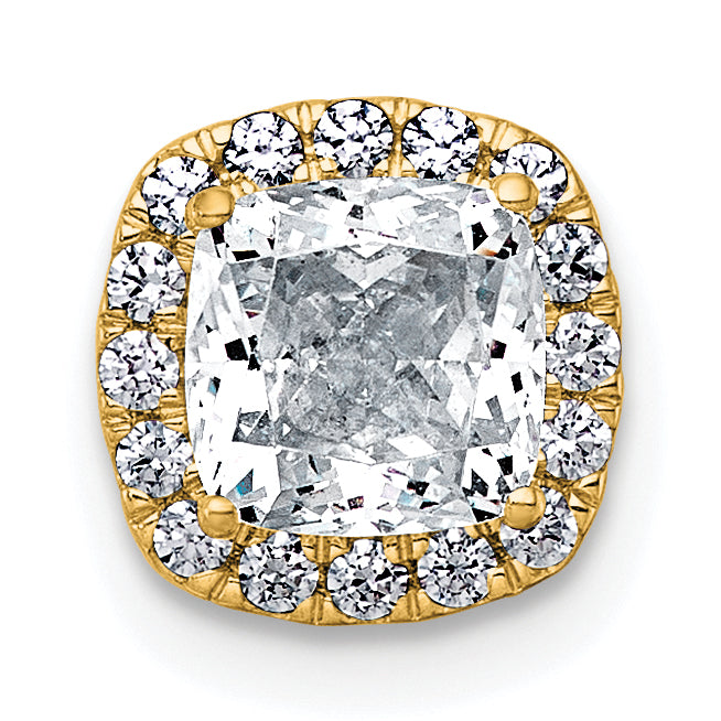 14k 1 1/6 carat Certified Lab Grown Diamond VS+ F+ Cushion Complete Halo Chain Slide Pendant