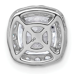 14k White Gold 1 3/4 carat Certified Lab Grown Diamond VS+ F+ Cushion Complete Halo Chain Slide Pendant