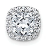14k White Gold 1 3/4 carat Certified Lab Grown Diamond VS+ F+ Cushion Complete Halo Chain Slide Pendant