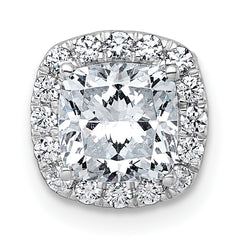 14k White Gold 1 3/4 carat Certified Lab Grown Diamond VS+ F+ Cushion Complete Halo Chain Slide Pendant