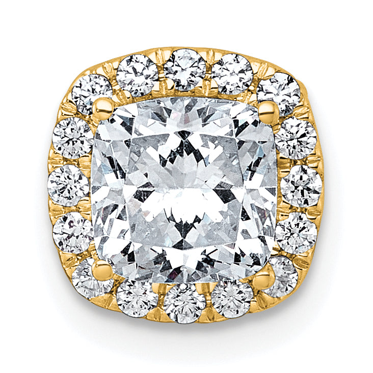 14k 1 3/4 carat Certified Lab Grown Diamond VS+ F+ Cushion Complete Halo Chain Slide Pendant