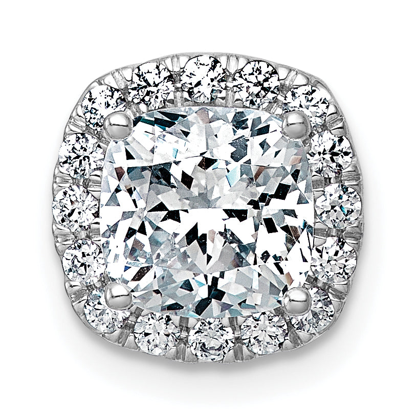 14k White Gold 2 1/3 carat Certified Lab Grown Diamond VS+ F+ Cushion Complete Halo Chain Slide Pendant