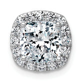 14k White Gold 2 1/3 carat Certified Lab Grown Diamond VS+ F+ Cushion Complete Halo Chain Slide Pendant