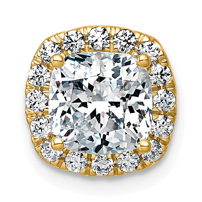 14k 2 1/3 carat Lab Grown Diamond VS+ F+ Cushion Complete Halo Chain Slide Pendant