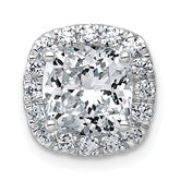 14k White Gold 3 carat Lab Grown Diamond VS+ F+ Cushion Complete Halo Chain Slide Pendant
