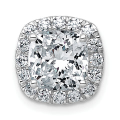 14k White Gold 3 carat Lab Grown Diamond VS+ F+ Cushion Complete Halo Chain Slide Pendant
