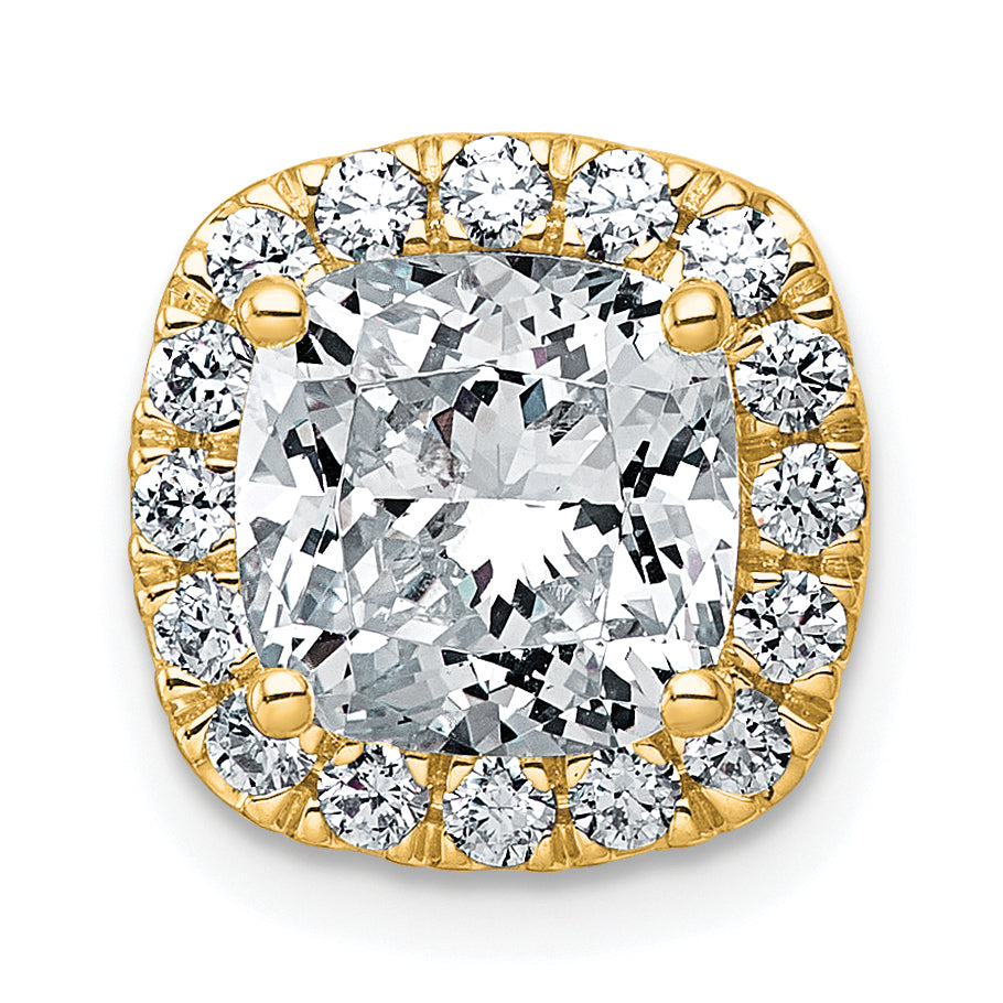 14k 3 carat Lab Grown Diamond VS+ F+ Cushion Complete Halo Chain Slide Pendant