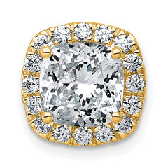 14k 3 carat Certified Lab Grown Diamond VS+ F+ Cushion Complete Halo Chain Slide Pendant