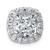 14k White Gold 3 1/2 carat Lab Grown Diamond VS+ F+ Cushion Complete Halo Chain Slide Pendant