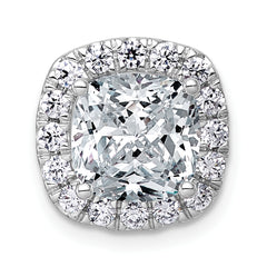 14k White Gold 3 1/2 carat Certified Lab Grown Diamond VS+ F+ Cushion Complete Halo Chain Slide Pendant