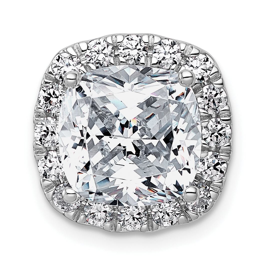 14k White Gold 4 5/8 carat Lab Grown Diamond VS+ F+ Cushion Complete Halo Chain Slide Pendant