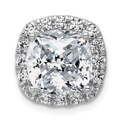 14k White Gold 4 5/8 carat Certified Lab Grown Diamond VS+ F+ Cushion Complete Halo Chain Slide Pendant