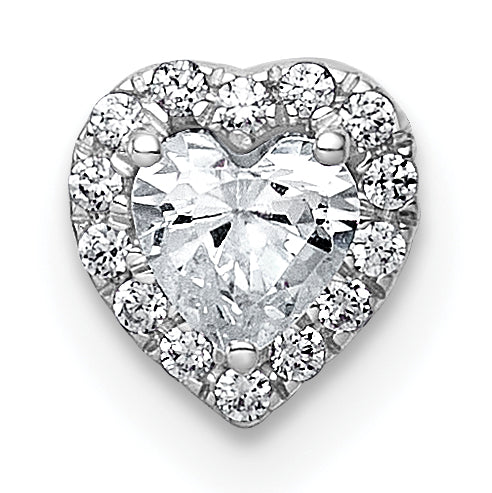 14k White Gold 1/3 carat Lab Grown Diamond VS+ F+ Heart Complete Halo Chain Slide Pendant