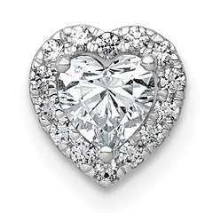 14k White Gold 5/8 carat Lab Grown Diamond VS+ F+ Heart Complete Halo Chain Slide Pendant