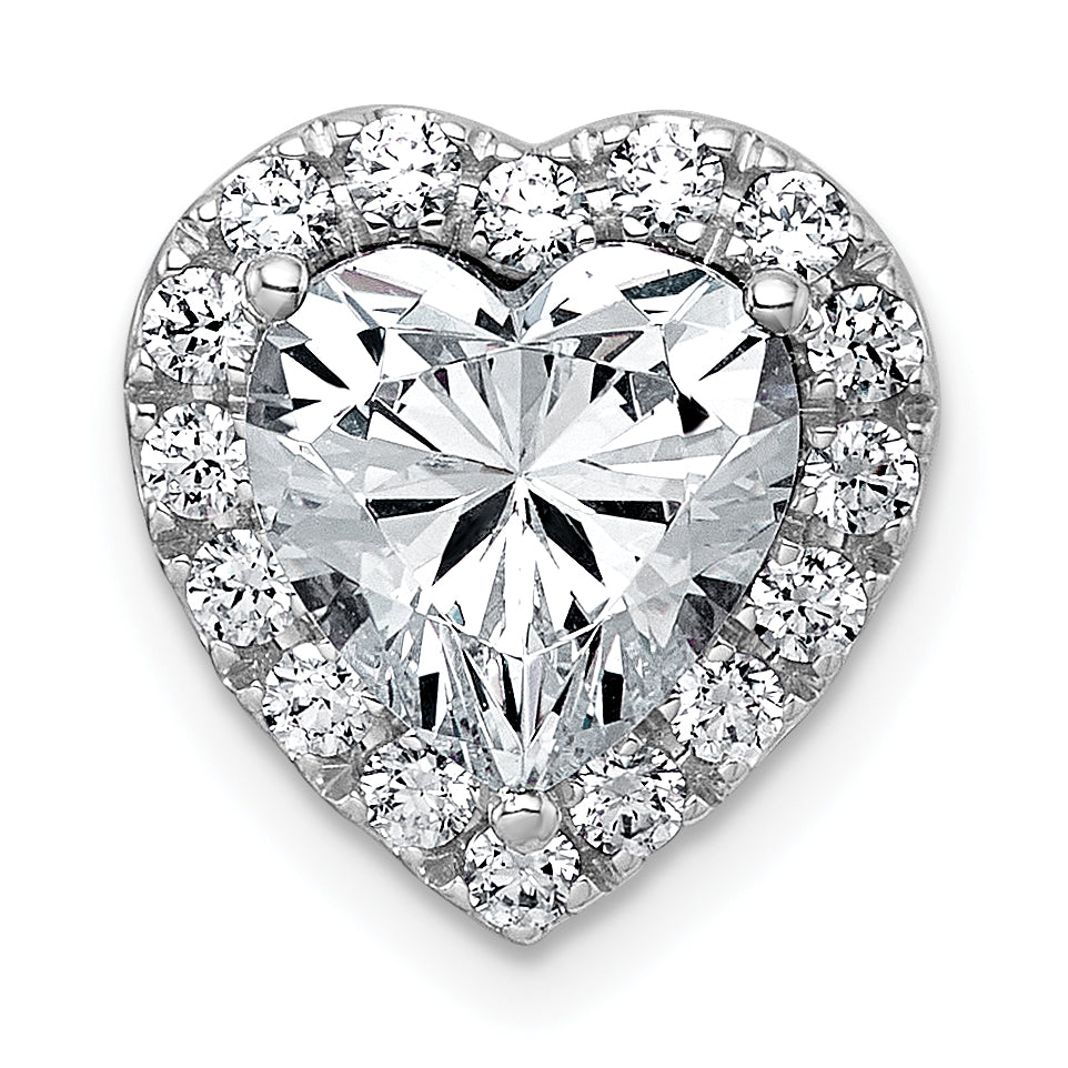 14k White Gold 3 carat Lab Grown Diamond VS+ F+ Heart Complete Halo Chain Slide Pendant