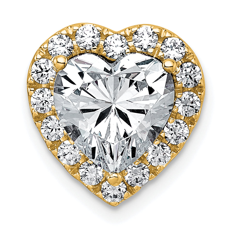 14k 3 carat Certified Lab Grown Diamond VS+ F+ Heart Complete Halo Chain Slide Pendant