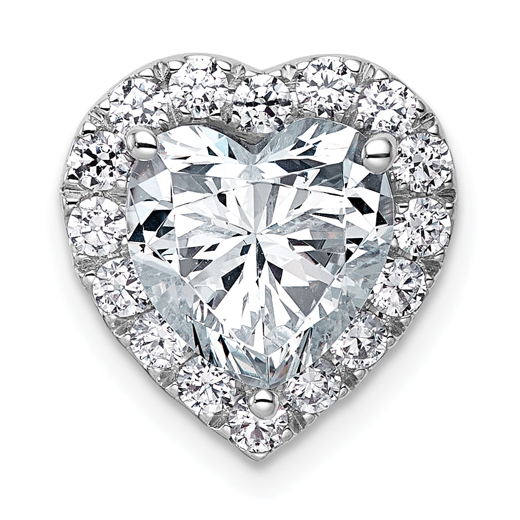 14k White Gold 3 5/8 carat Lab Grown Diamond VS+ F+ Heart Complete Halo Chain Slide Pendant