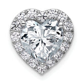 14k White Gold 3 5/8 carat Lab Grown Diamond VS+ F+ Heart Complete Halo Chain Slide Pendant