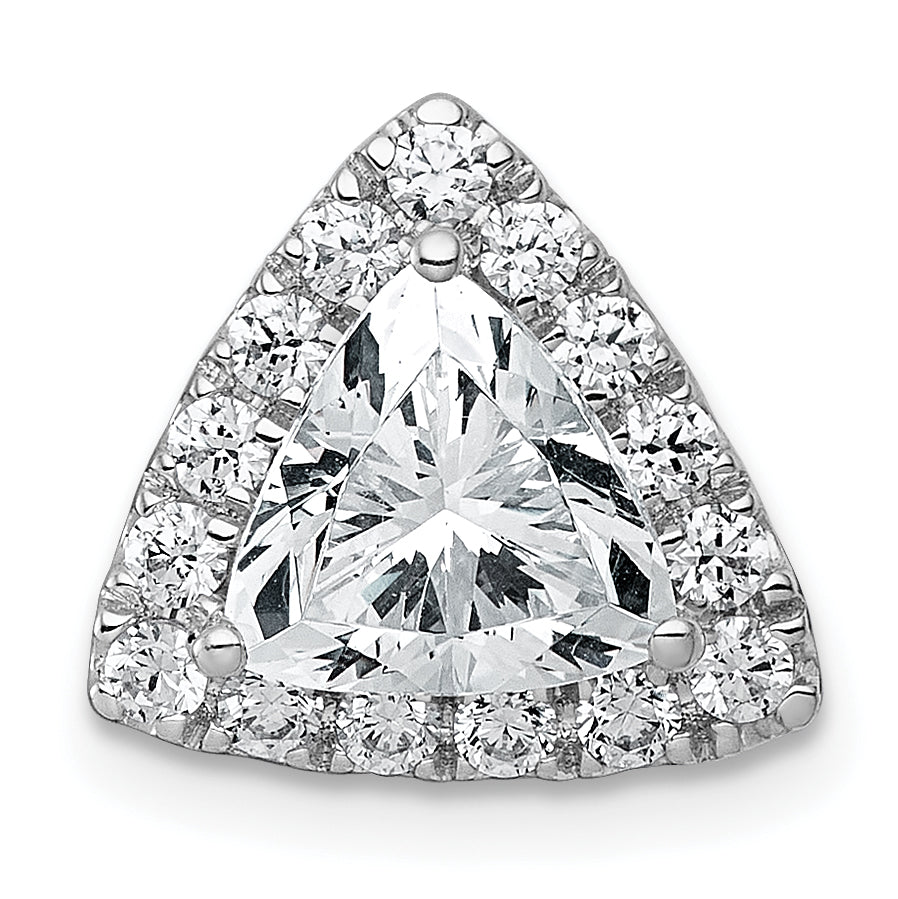 14k White Gold 1 7/8 carat Lab Grown Diamond VS+ F+ Trillion Complete Halo Chain Slide Pendant