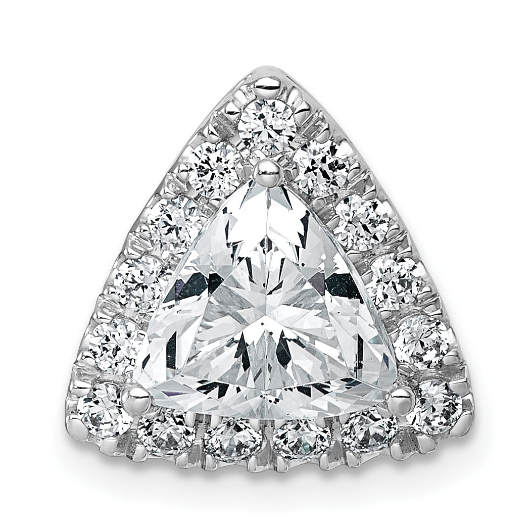 14k White Gold 2 5/8 carat Certified Lab Grown Diamond VS+ F+ Trillion Complete Halo Chain Slide Pendant