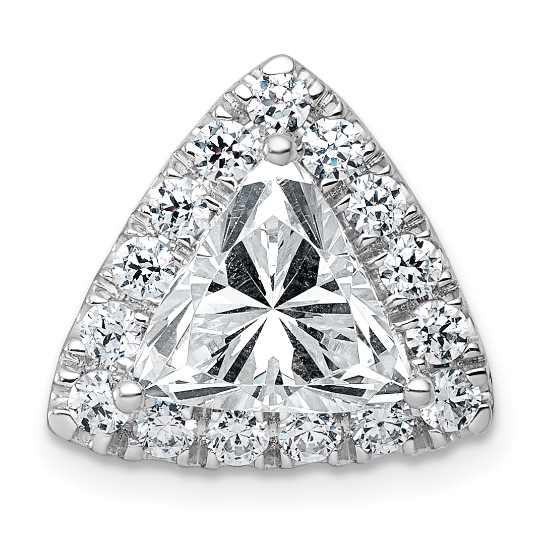 14k White Gold 3 1/4 carat Certified Lab Grown Diamond VS+ F+ Trillion Complete Halo Chain Slide Pendant