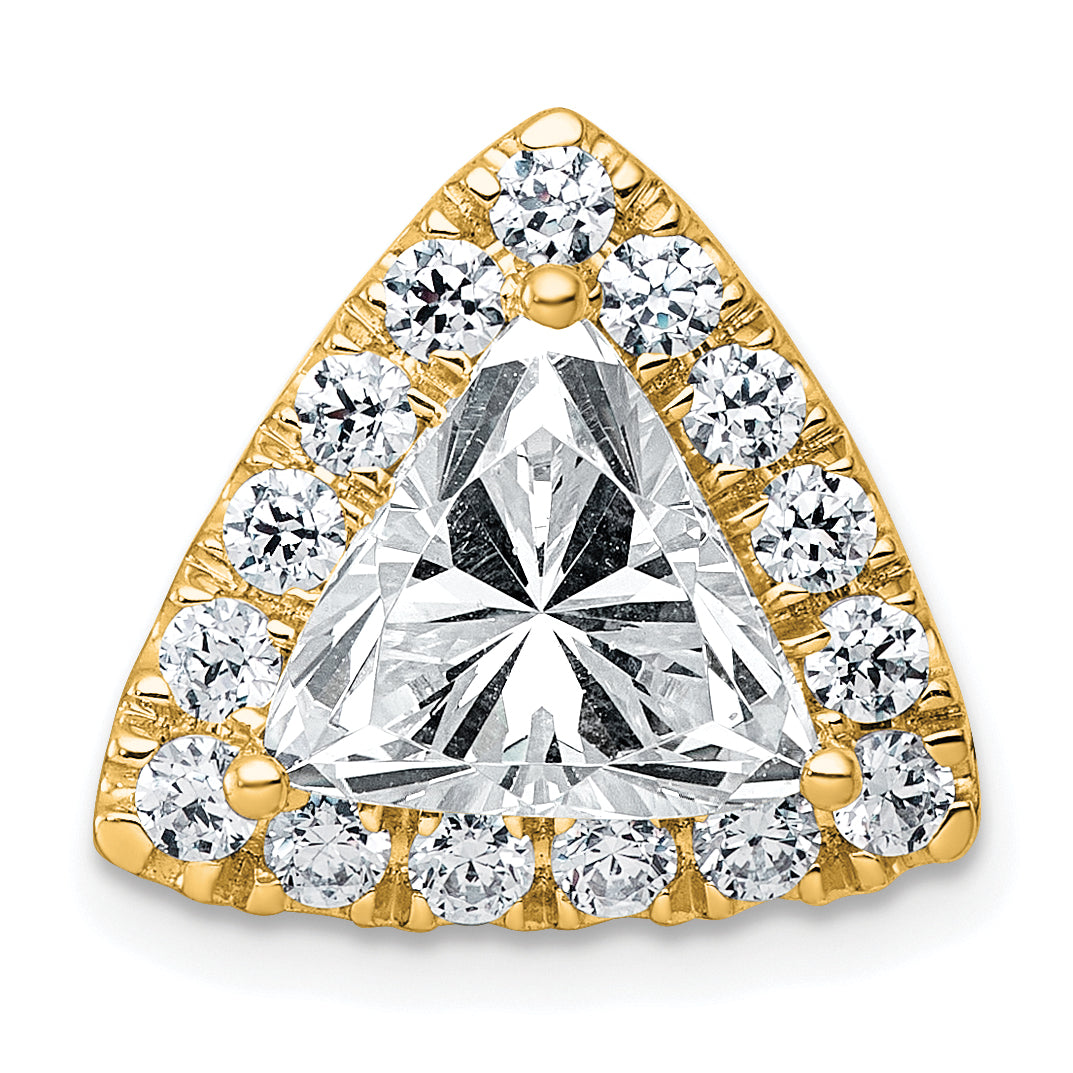 14k 3 1/4 carat Lab Grown Diamond VS+ F+ Trillion Complete Halo Chain Slide Pendant