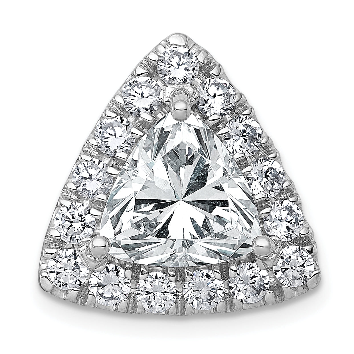 14k White Gold 5 carat Certified Lab Grown Diamond VS+ F+ Trillion Complete Halo Chain Slide Pendant