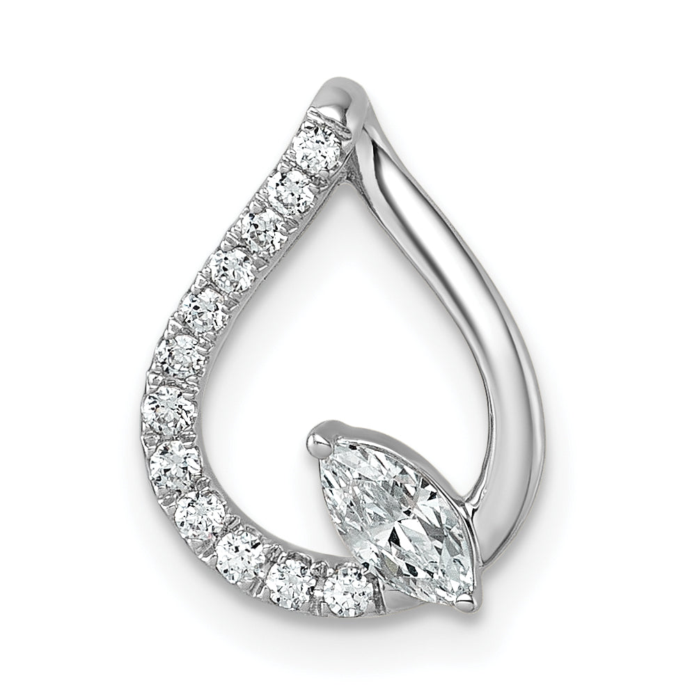 14k White Gold 1/3 carat Lab Grown Diamond VS+ F+ Complete Fashion Teardrop Chain Slide Pendant