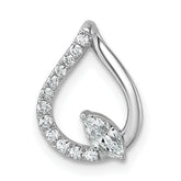 14k White Gold 1/3 carat Lab Grown Diamond VS+ F+ Complete Fashion Teardrop Chain Slide Pendant